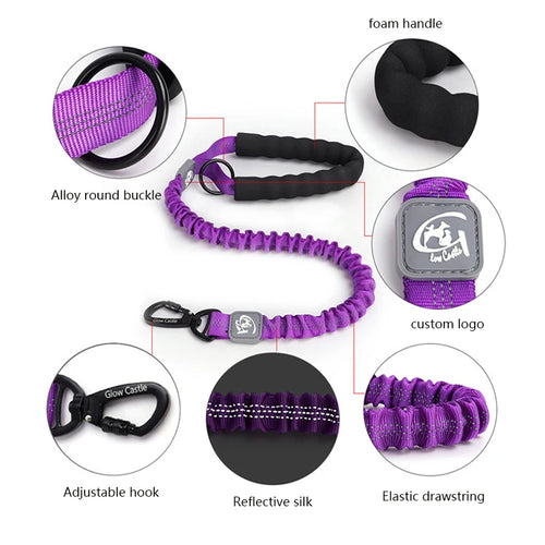 Retractable Elastic Pet Leash,reflective Dog Leash with Foam Handle & Alloy Buckle for Medium Large Pet Dog Walking and Training